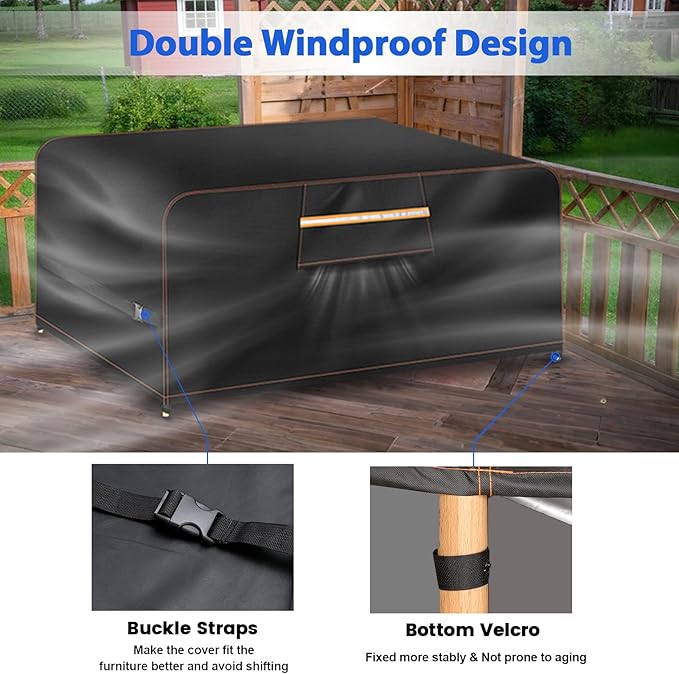 Aoretic Outdoor Garden Furniture Covers Waterproof Rectangular with Air Vent Garden Table Cover