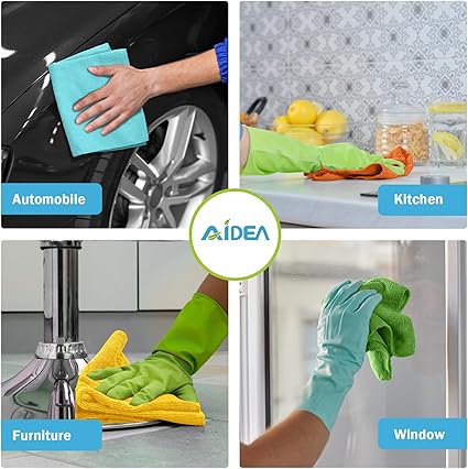 AIDEA Microfibre Cloth Pack of 8, Multifunctional Reusable Cleaning Cloths