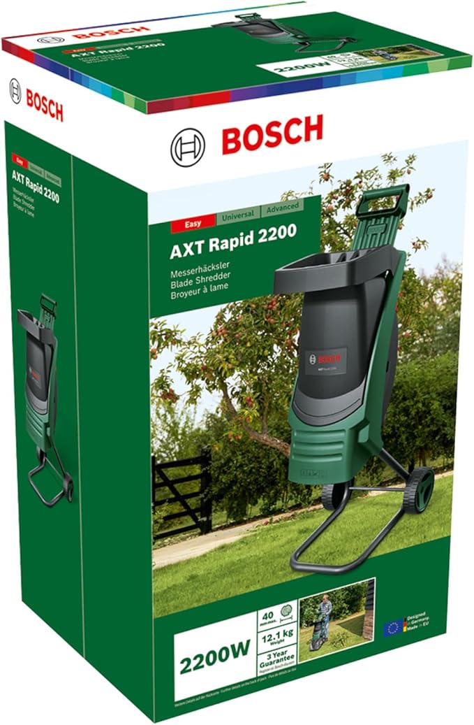 Bosch AXT Rapid 2200 Shredder (for Powerful Shredding of Garden Debris